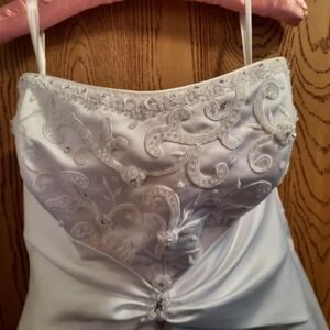 Elegant Silky White Embroidered Women's Wedding Or Prom Dress